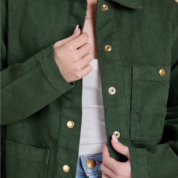 Big Bud Press Denim Work Jacket Emerald Green Unisex 1XL 100% Cotton Plus Size - Picture 5 of 16